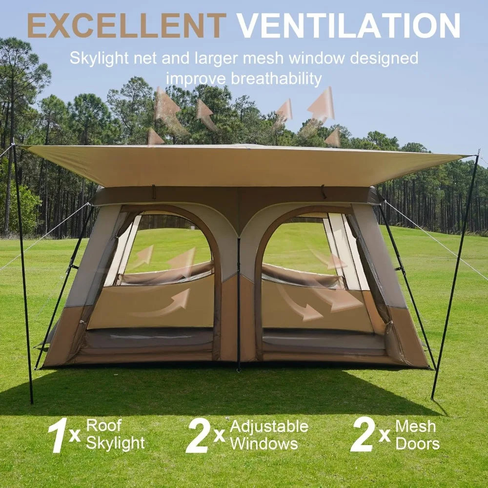 6-8 Person Camping Tent with Extended Vestibule,2 Room Weather Resistant