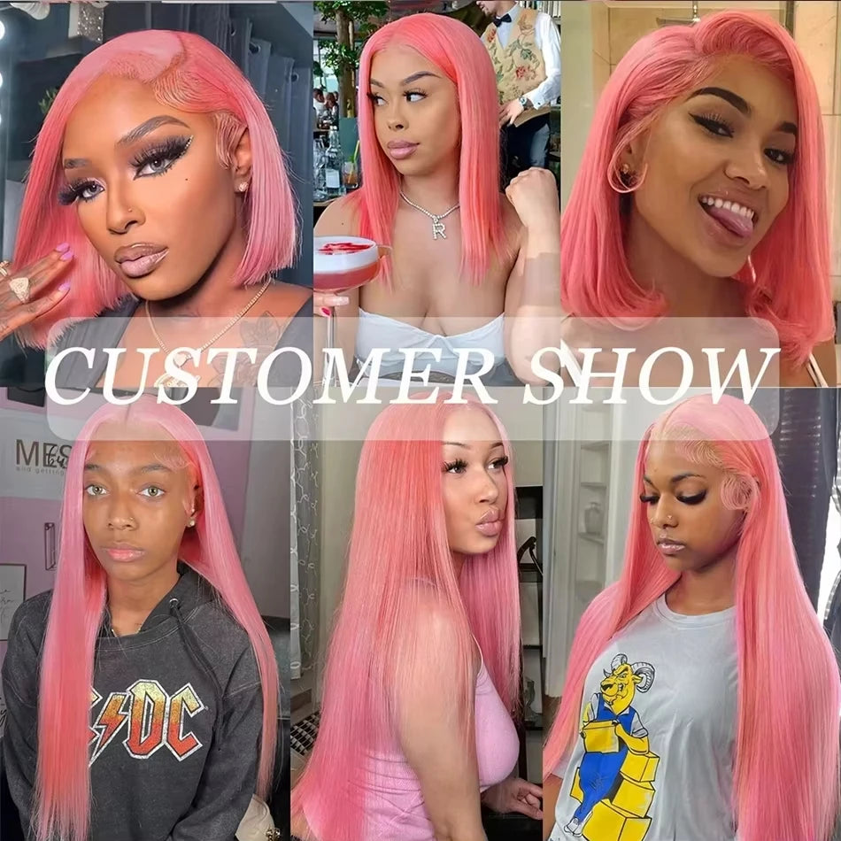 Pink Wig 30 Inch Bone Straight Lace Front Human Hair Wig 13x6 Colored 13x4 Hd Lace Frontal Wigs Brazilian Virgin Hair For Women