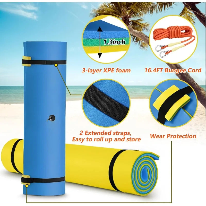 CTSC Lily Pad Floating Mat - Floating Water Mat - 9 x 4 Ft Floating Mat for Lake, 3-Layer Tear-Resistant XPE Foam