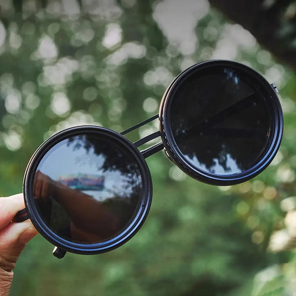 Adjustable 1-9 Sunglasses with ND Filter, Round Lenses, Polarized for Fishing