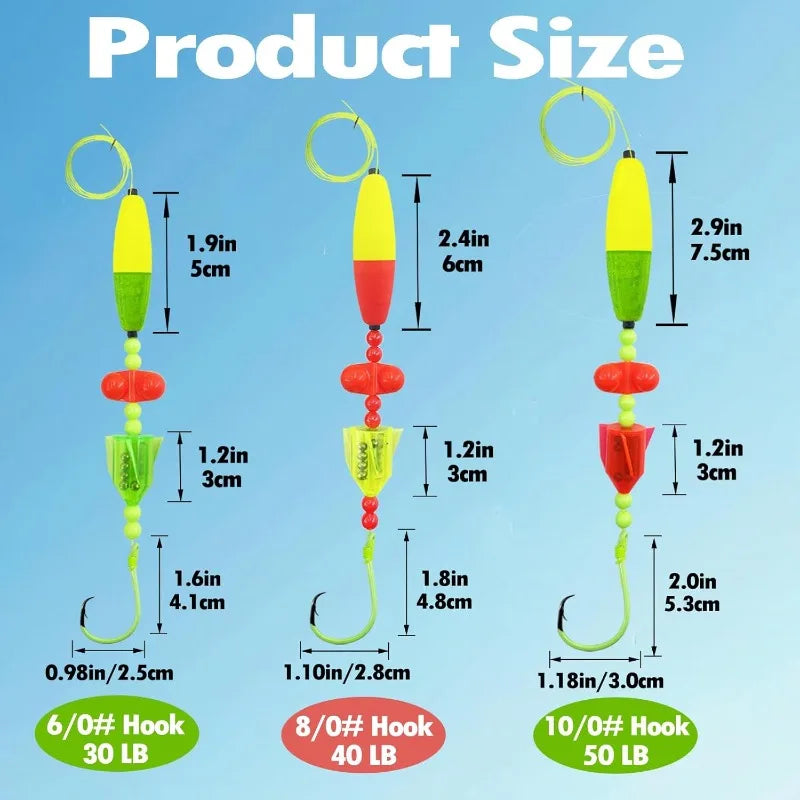 Catfish Float Rigs - With Rattler, 5pcs Rig Equipment, 6/0 8/0 10/0 Circle Hooks