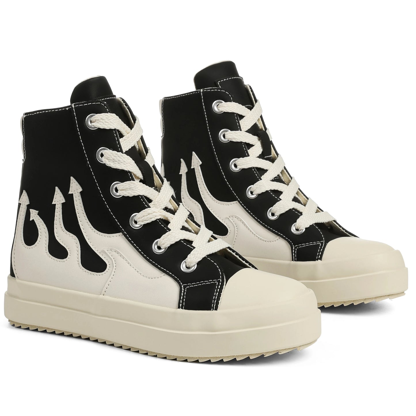 Women's Lace-up Platform Ankle Boots Fashion Flame Mixed Colors Thick Bottom Casual Comfortable Sporty