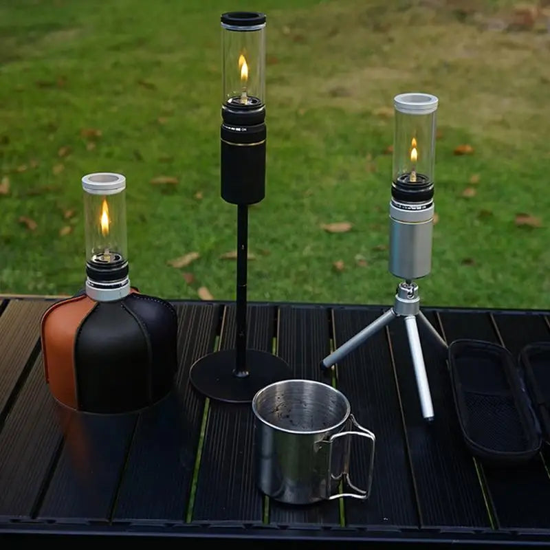 Portable Outdoor Gas Candlelight Camping Tent Gas Lamp Windproof Adjustable Gas Candlelight Lantern For Camping Accessories