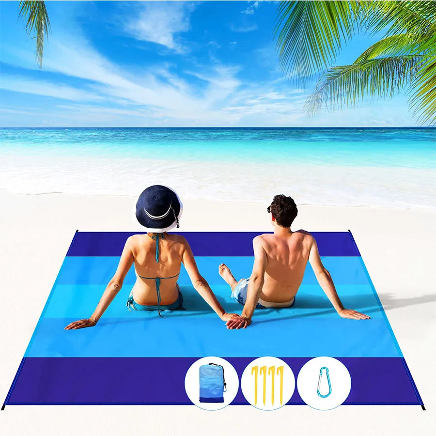 Beach Blanket, Waterproof and Sand proof. Large 2-3 Adult, Light Mat for Travel, Camping, Beach. 83" x 79"