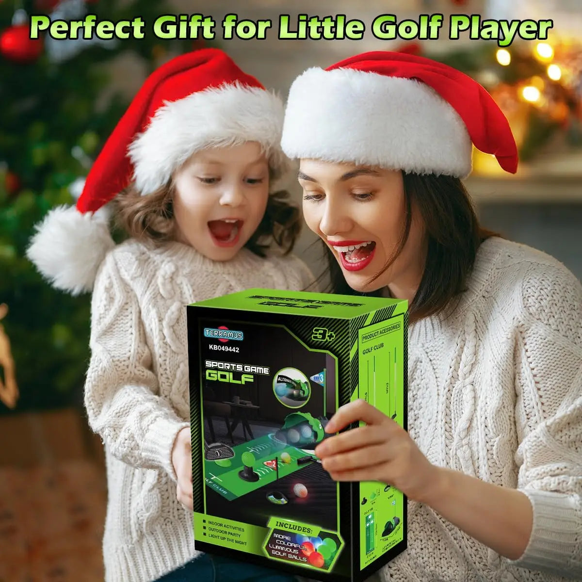 Kids Toy Golf Set Auto Returner, Night Light Mini Golf Game. Indoor, Outdoor Sports