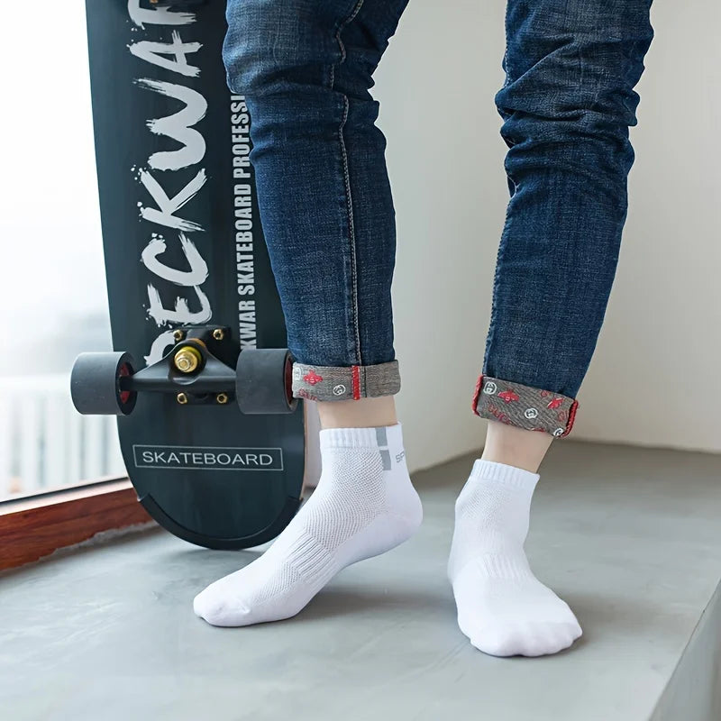 6 pairs of socks, men's mid length socks, anti odor socks, sweat absorbing