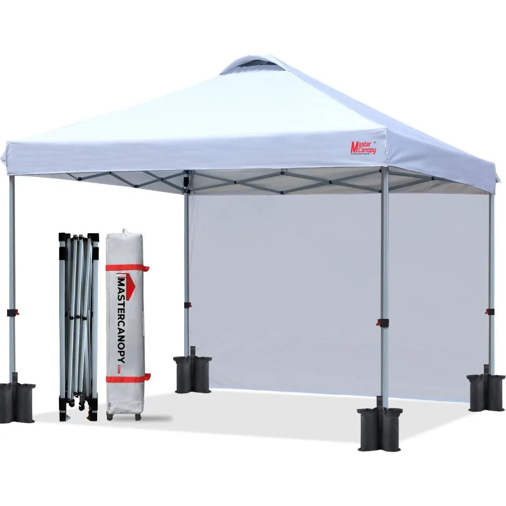 Durable Pop-up Canopy Tent with 1 Sidewall (10'x10',White)