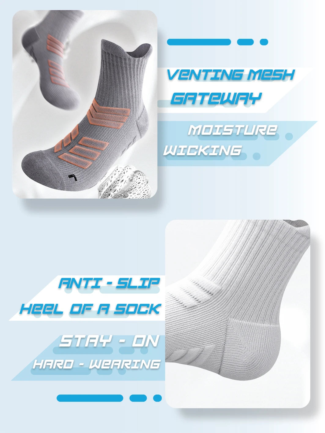 5 Pairs Pack Trendy Sports Socks Non-Ball Tangle Comfortable Breathable for Various Indoor And Outdoor Sports
