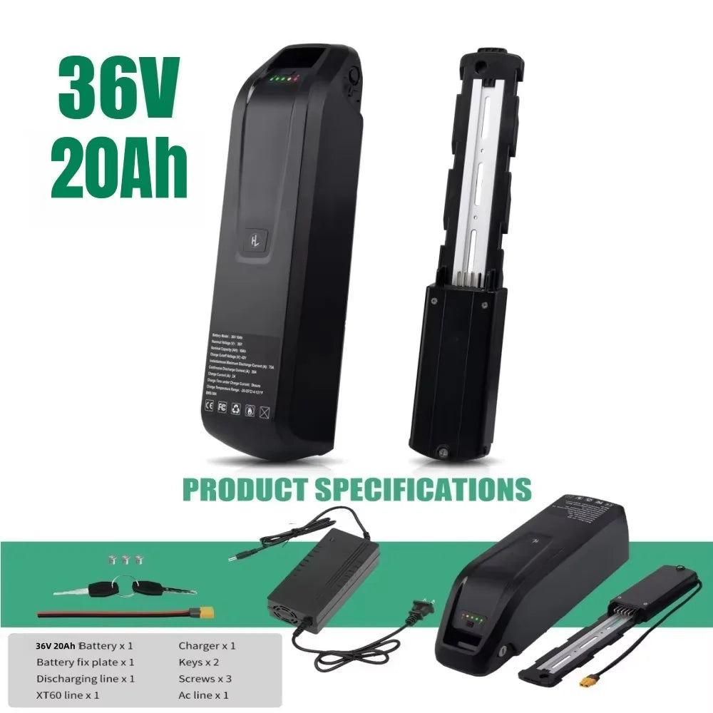 E-Bike Battery 36V 48V 20000mAh 20Ah Mountain Bicycle 1500W 1000W 750W 500W