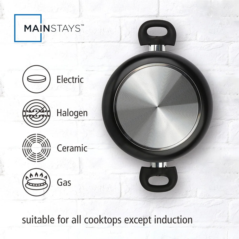 Aluminum Non-Stick Dutch Oven 5QT with Glass Lid Dishwasher Safe Easy Clean Riveted Handle Tempered Glass Suitable All Cooktops