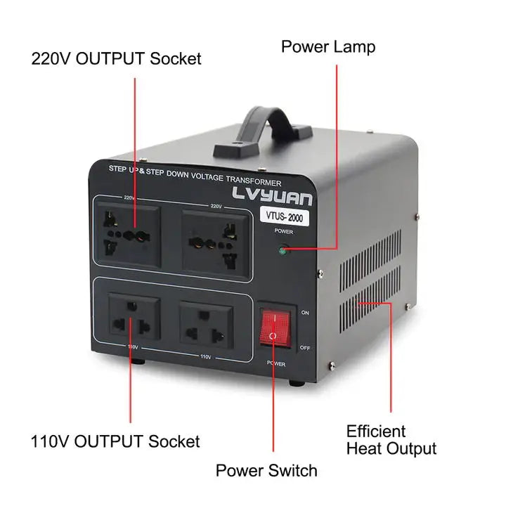 5000W/2000W Voltage Transformer 220V to 110V AC Voltage Converter home Power Supply US Socket/Plug Transfer