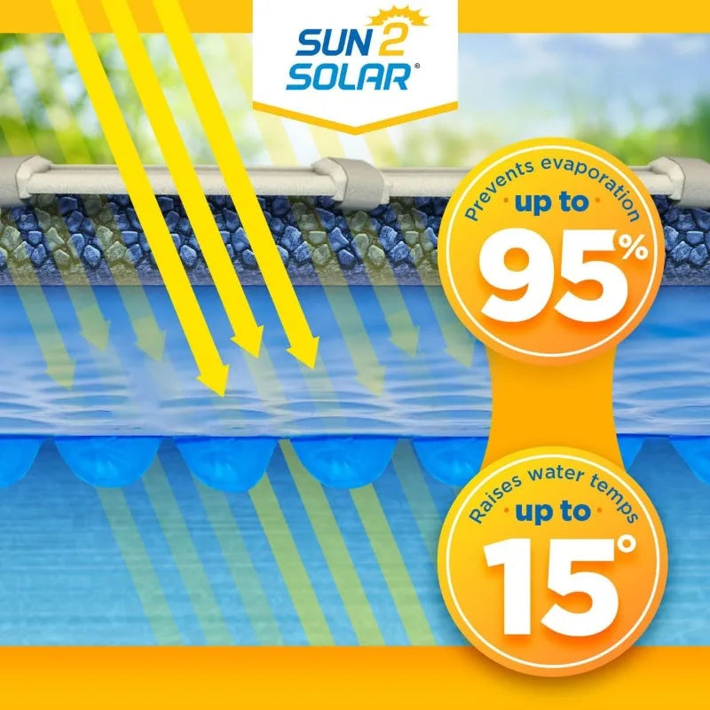 Sun2Solar Blue 20 ft x 40 ft Rectangle Pool Solar Cover , for Heating Rectangular Inground & Above Ground Swimming Pools