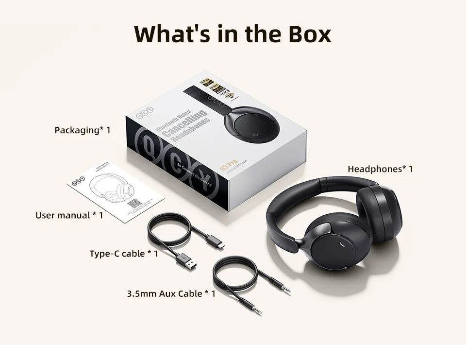 Wireless Headphone 50dB Noise Canceling Hi-Res Spatial Audio Earphone with LDAC Bluetooth 5.4 Over Ear Headset