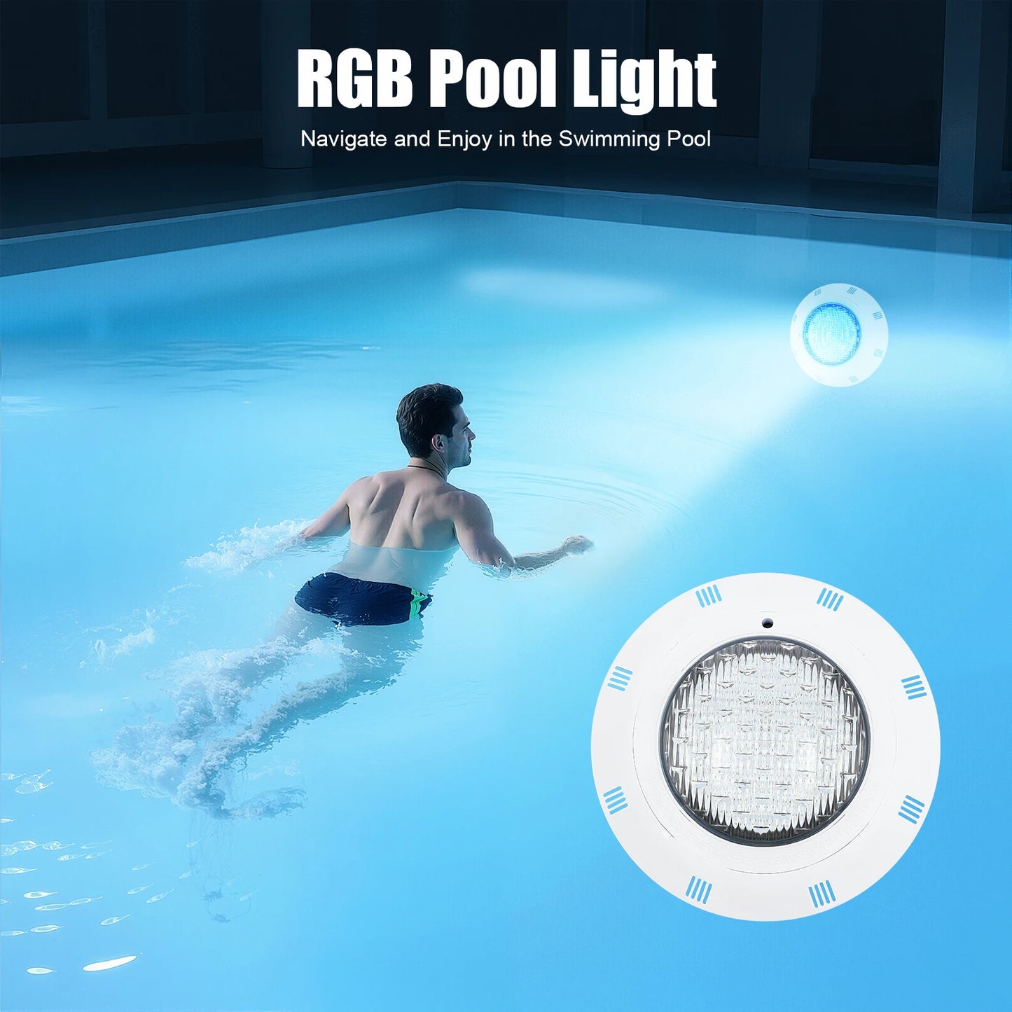 Swimming Pool Light, 12V Underwater Light with Remote Control, IP68 Waterproof 7 Color LED Fountain Lighting, 36W