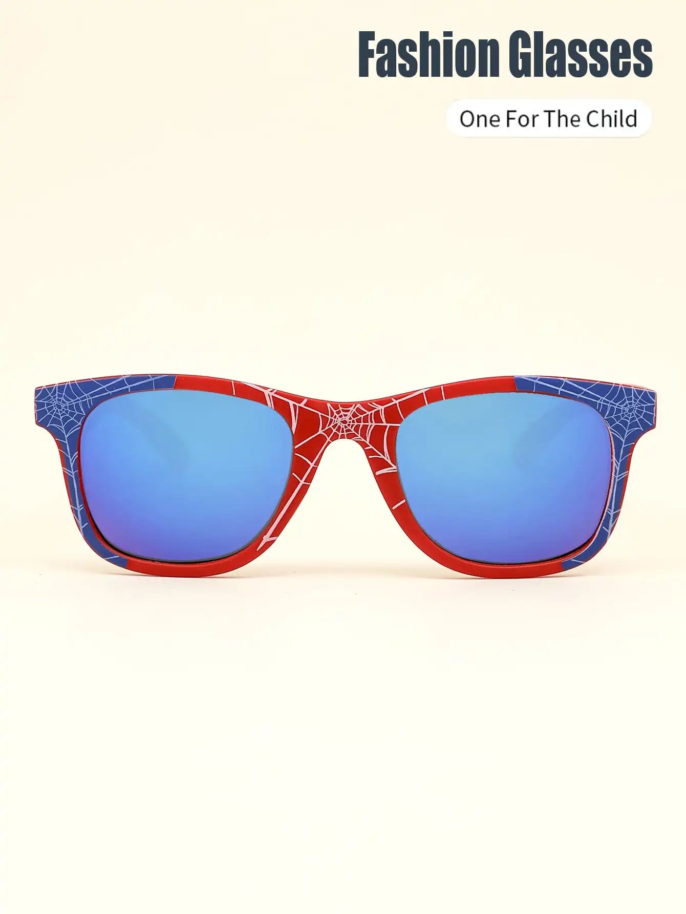 Kids Red Blue Web Pattern Fashion Sunglasses with Coated Lens for Casual Outdoor Use