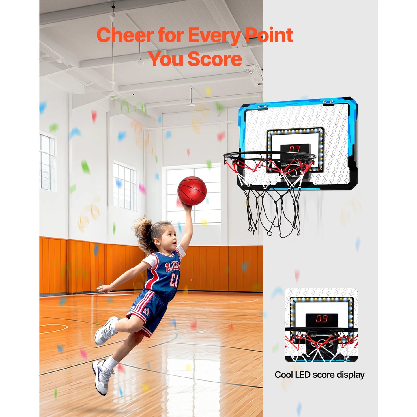 Kids Wall Type Foldable Basketball Hoop with three balls, Outdoor, Indoor Games