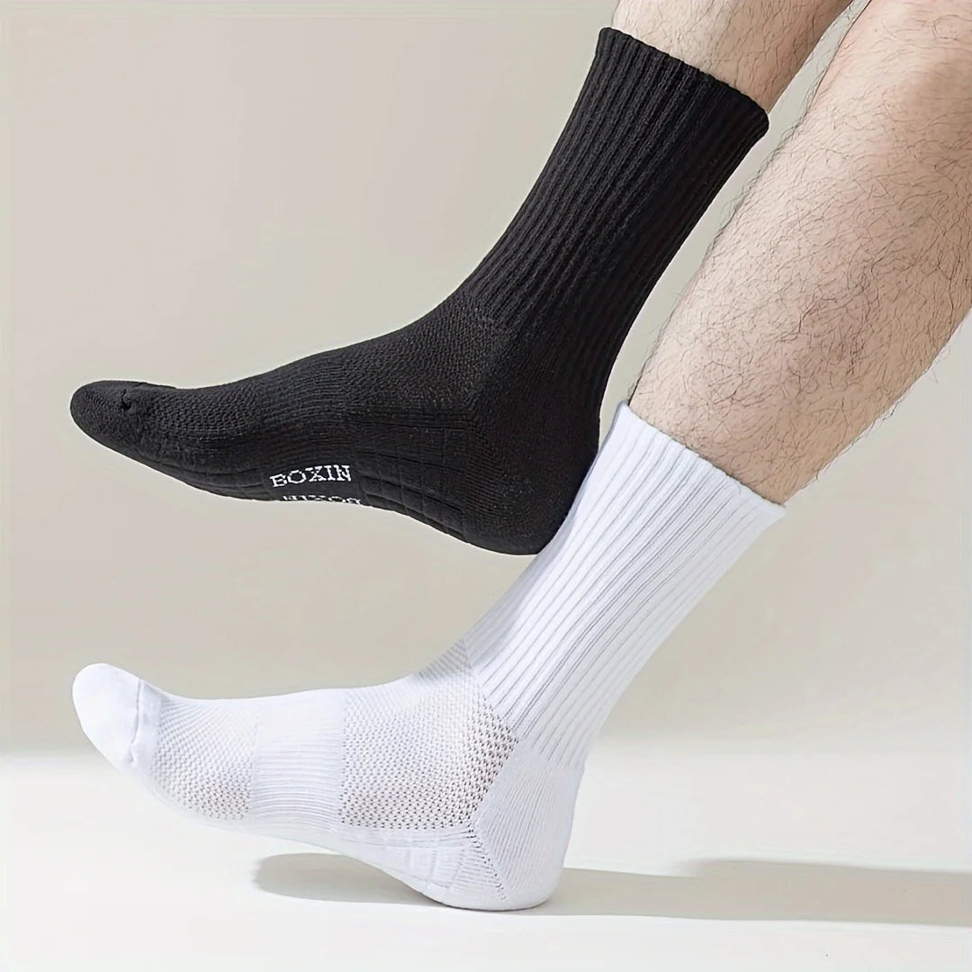 6 pairs of basketball socks, men's thickened towel bottom, middle tube, sweat absorbing and breathable running socks