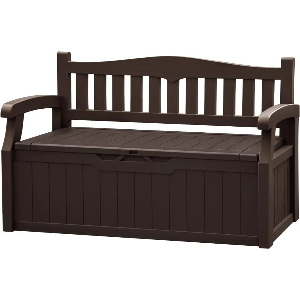 "80 Gallon Resin Storage Bench - Outdoor Deck Box w/ Armrests, Lockable & Waterproof for Patio, Pool & Garden"