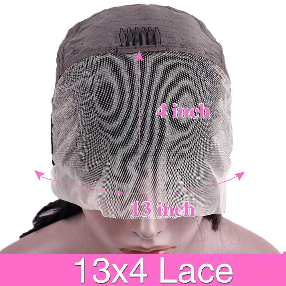 200% Density 13x4 Short Straight Brazilian Wig, Remy Hair, Transparent Lace Full Frontal Wig,100% Human Hair