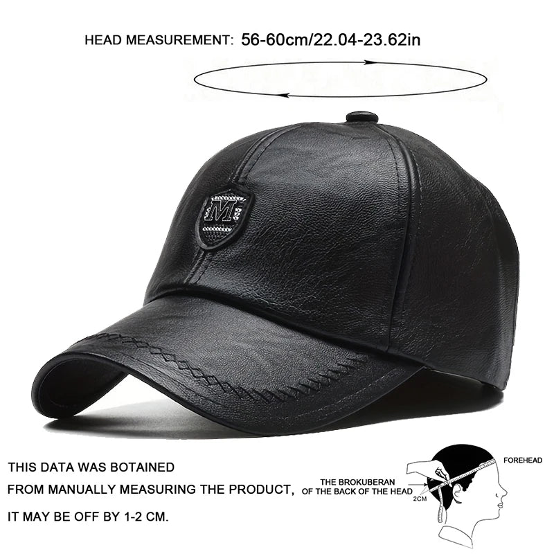 1piece Unisex Leather Patch Baseball Cap, adjustable