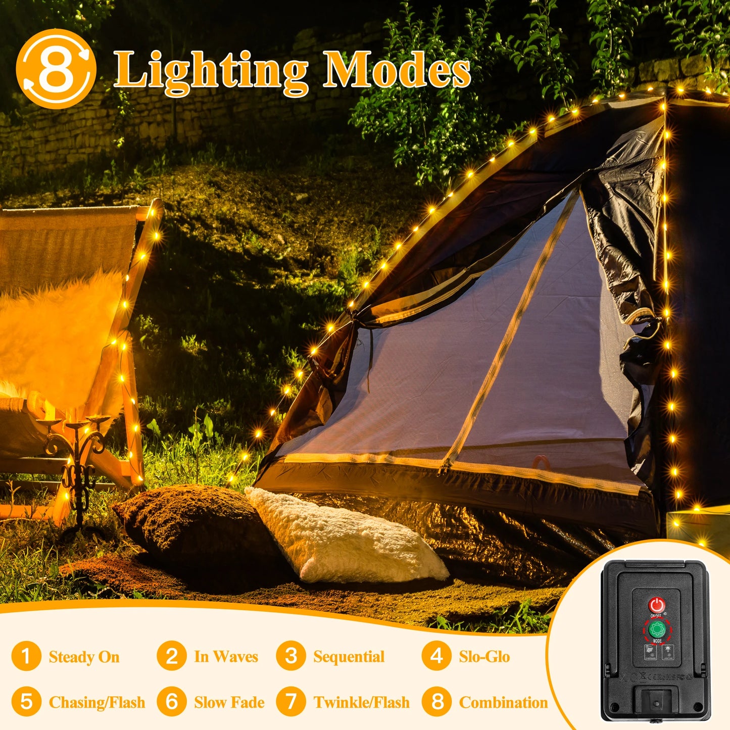 Solar String Lights Outdoor, 2 Pack Total 80FT 240LED Fairy Lights, 8 Modes, Waterproof for Yard, Garden, Room Decor
