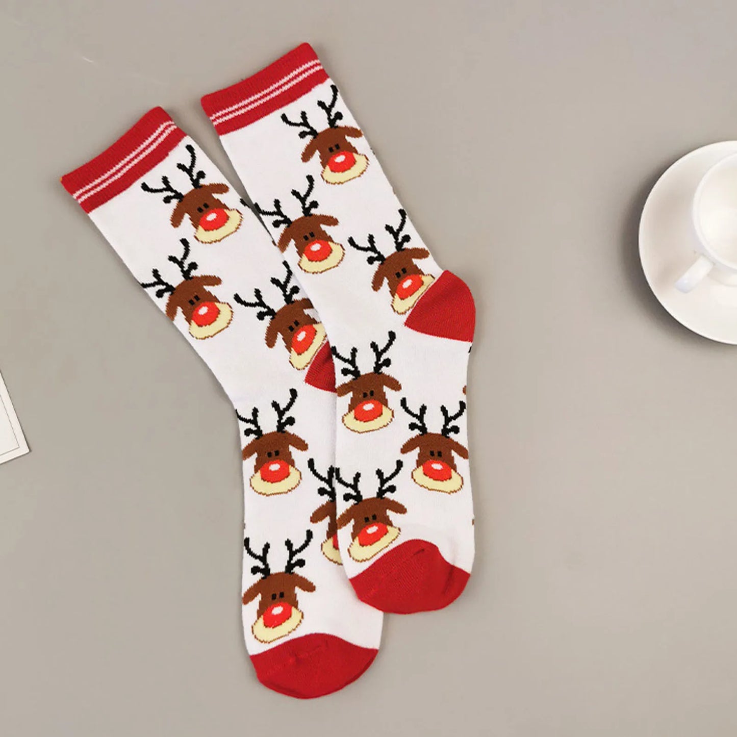 6 Pairs Christmas Socks Colorful Printed Pattern Holiday Socks