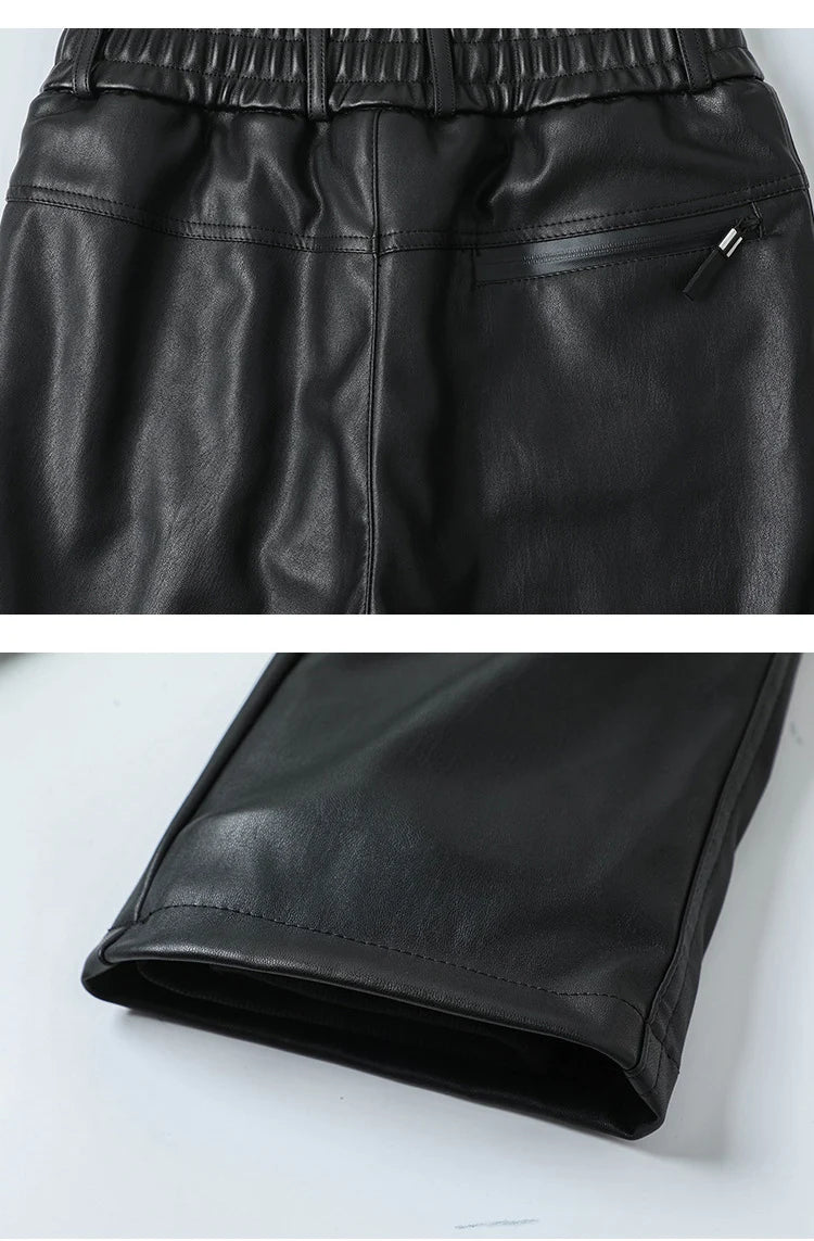 Men, Women's Multi Pockets Motorcycle Soft Waterproof Windproof Biker Faux Leather Cargo Pants