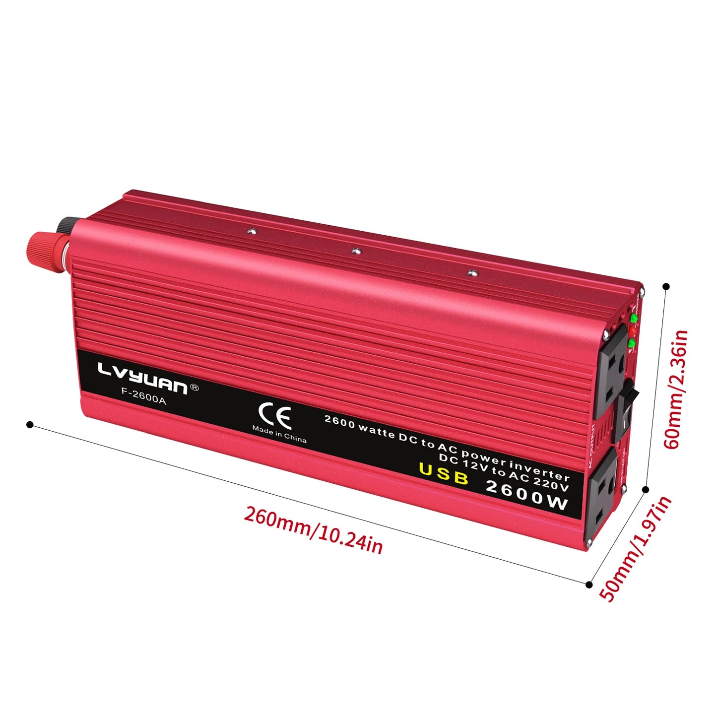 AC110V Power Inverter DC/AC 12V to 120V Car Inverter, 60Hz Outdoor Battery Adapter