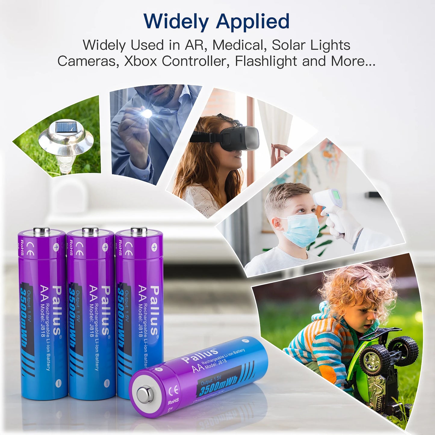 1.5V AA Lithium 3500mWh Li-ion Rechargeable Batteries with LCD Smart Battery Charger for AA AAA