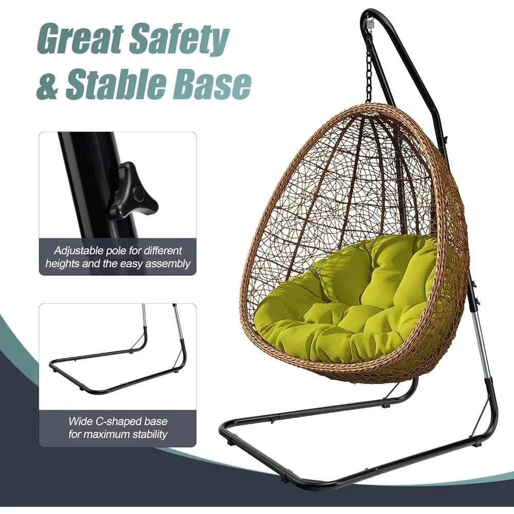 Durable Hammock Hanging Chair Stand- Heavy Duty Steel Swing Stand- Weather & Rust Resistant
