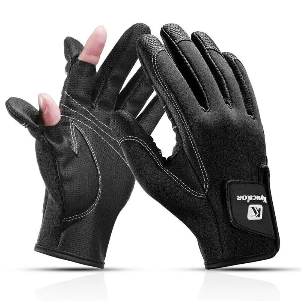 Winter Fleece Gloves for Men Women 2 Cut Half-Finger, Flexible, Anti-Slip, Waterproof