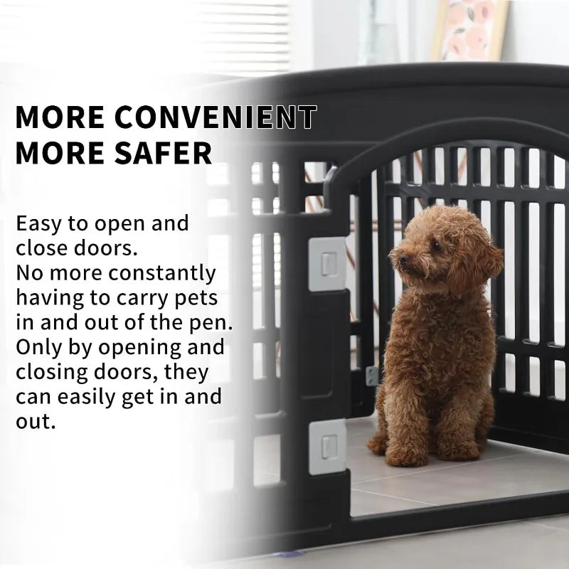 Pet Playpen Foldable Gate for Dogs Heavy Plastic Exercise Pen Indoor Outdoor Small Pets, 67"L x 67"w x 24"h