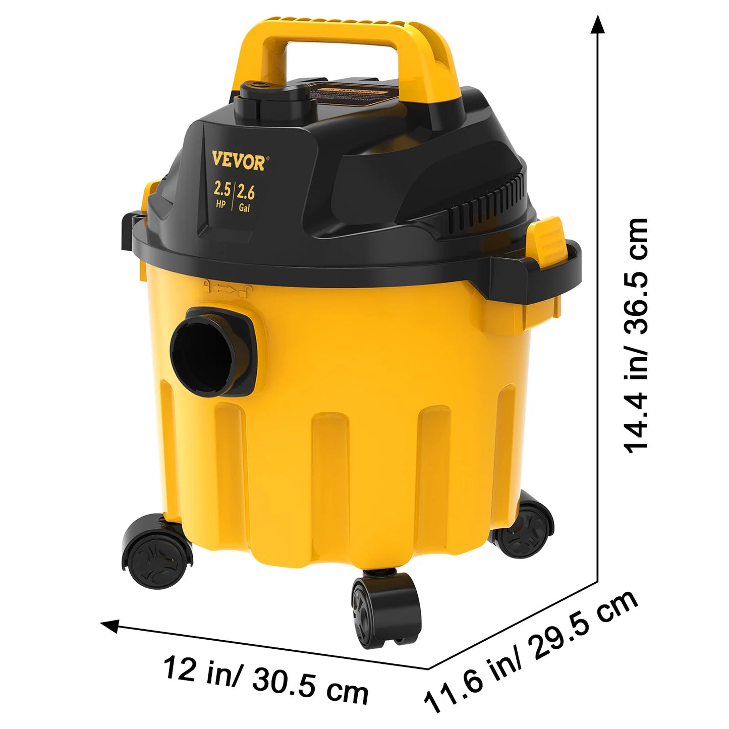 Wet Dry Vac 2.6 Gallon 2.5 Peak HP 3 in 1 Portable Shop Vacuum with Blowing Function, Attachment Storage