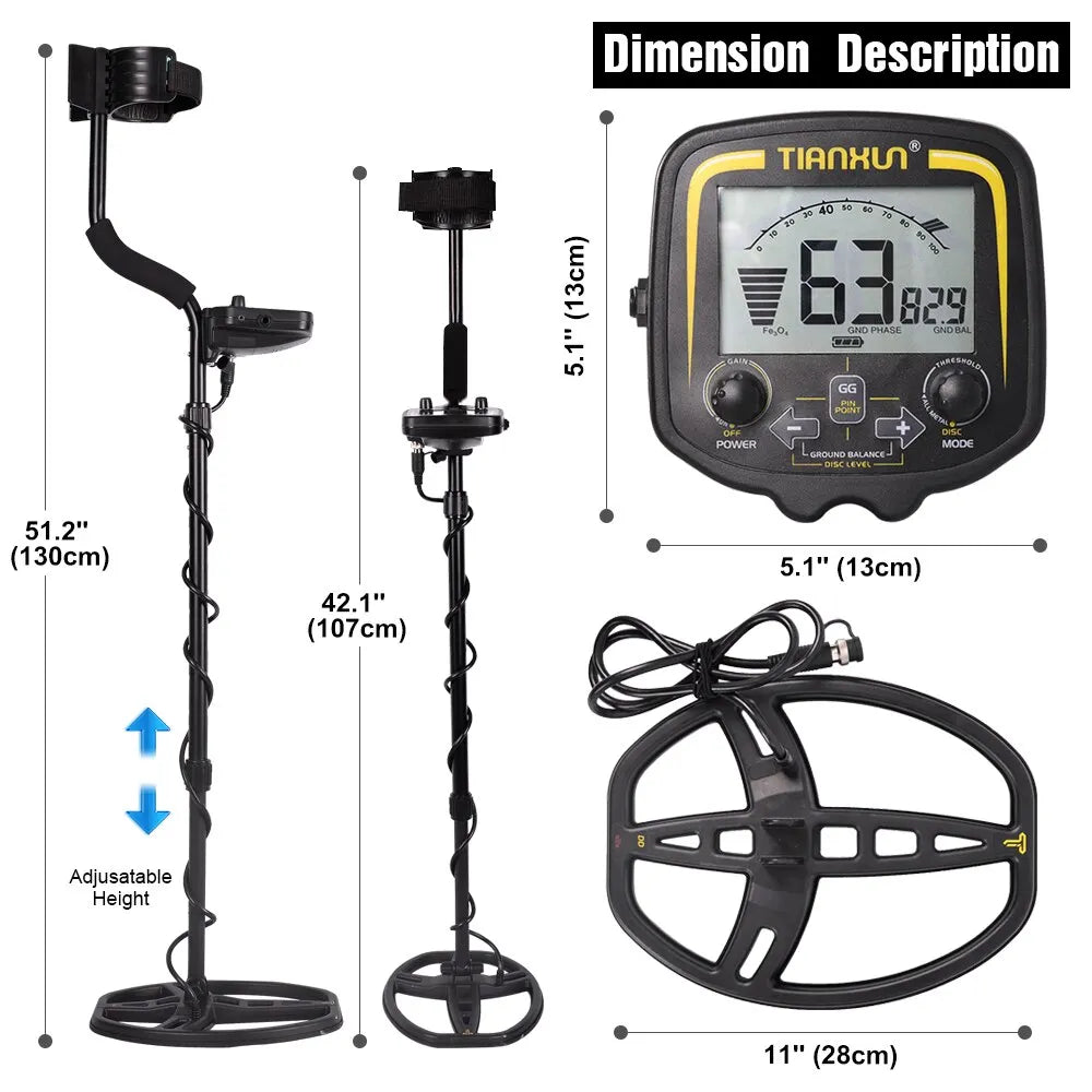 Metal Detector Professional Underground Depth 2.5m Scanner Pin pointer 11inch