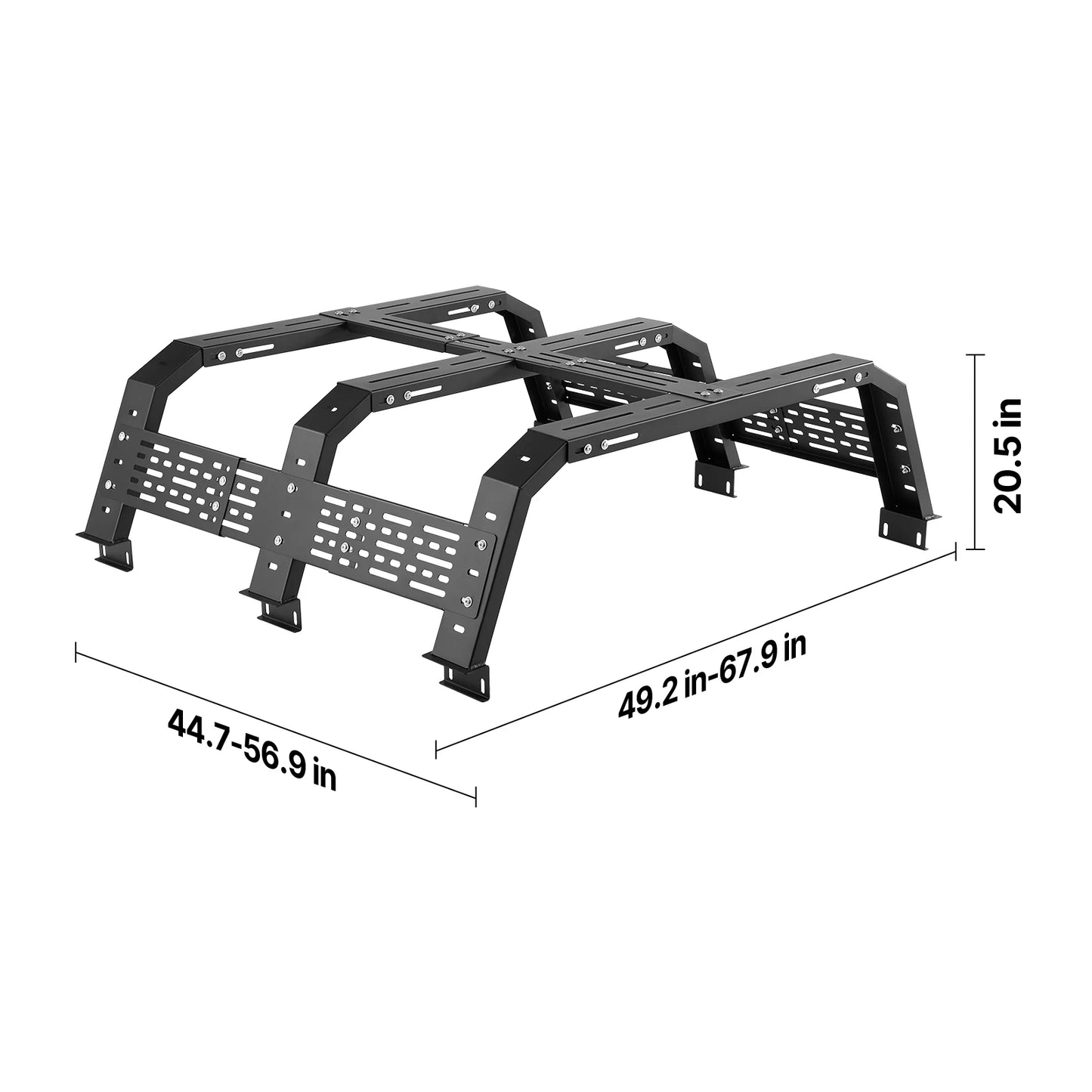 Overland Truck Bed Rack 49.2-67.9 in Width Rack w/ Sidebar 900 lbs Static Capacity Duty Steel