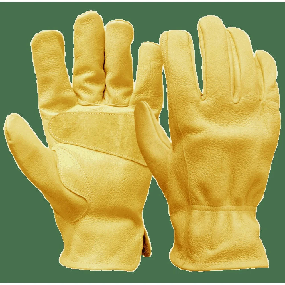 Large Cowhide Leather Work Gloves Puncture Resistant Reinforced Palm