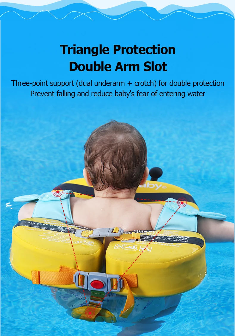 Baby Float with Crotch Support, 98% UV Protection Canopy. Skin-friendly Baby Swim Ring Pool Float