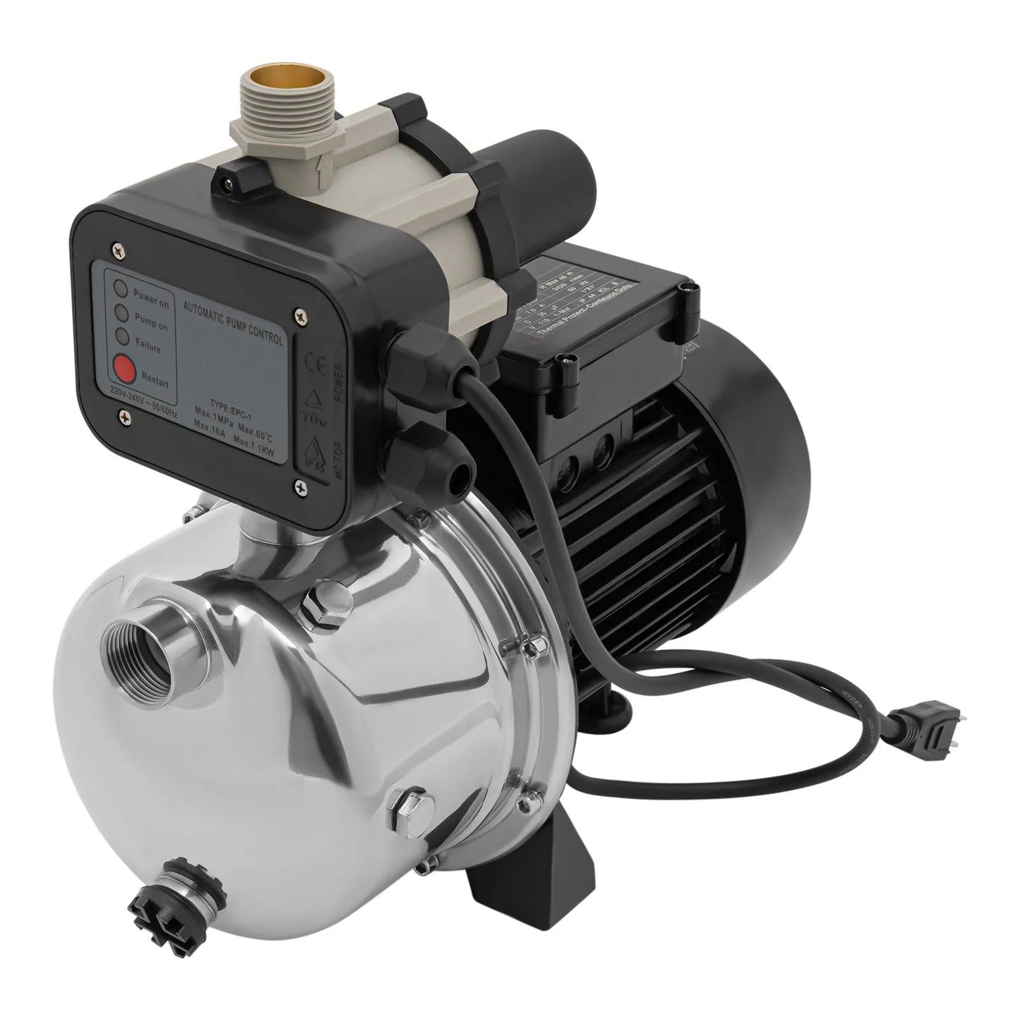 1.5 HP Garden Jet Pump, Shallow Well Sprinkler Booster, Water Transfer for Lawn Irrigation System, Lake Fountain, 115v