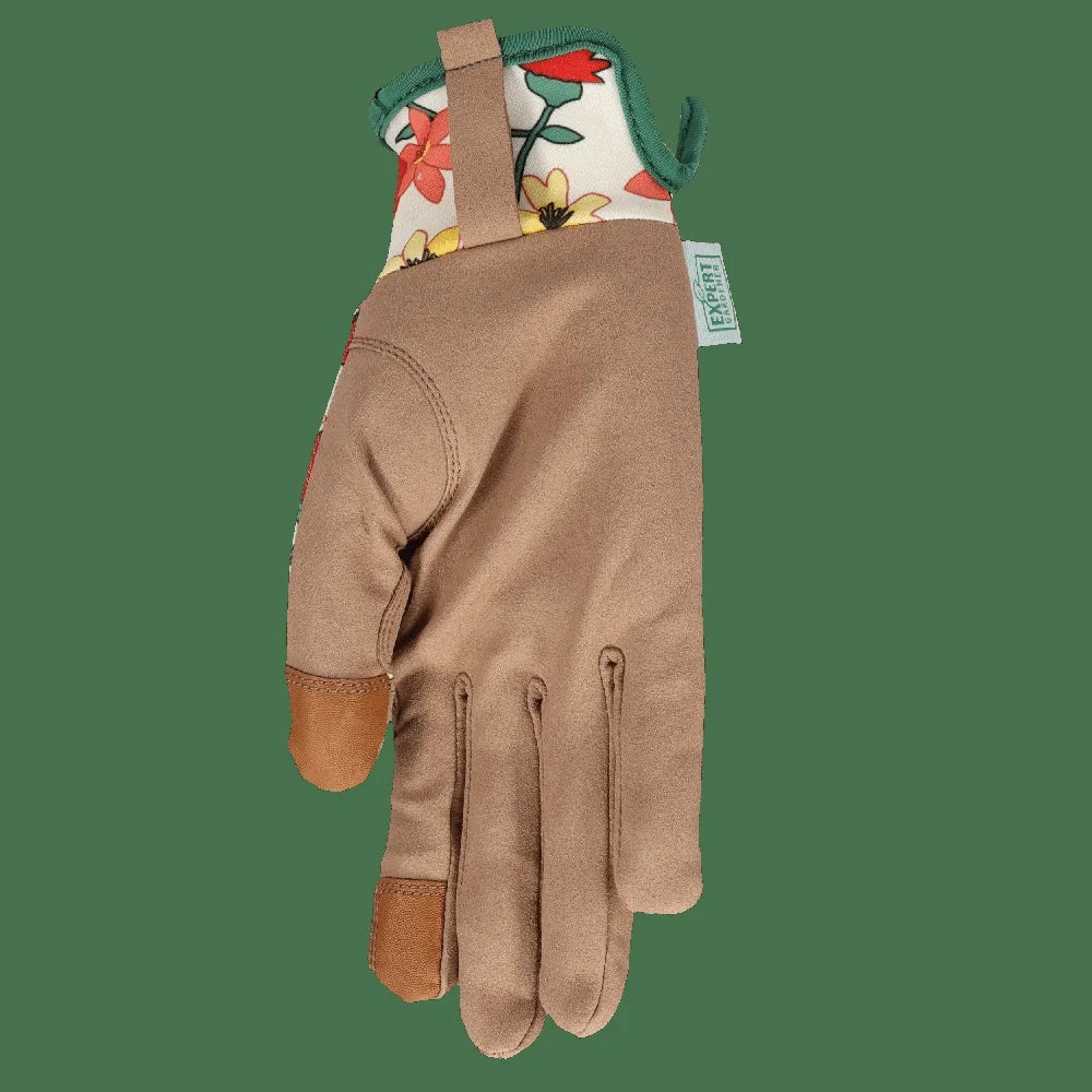 Durable Floral Gardening Gloves with Synthetic Leather Palm Elastic Wrist Touchscreen Feature Comfortable Outdoor Use