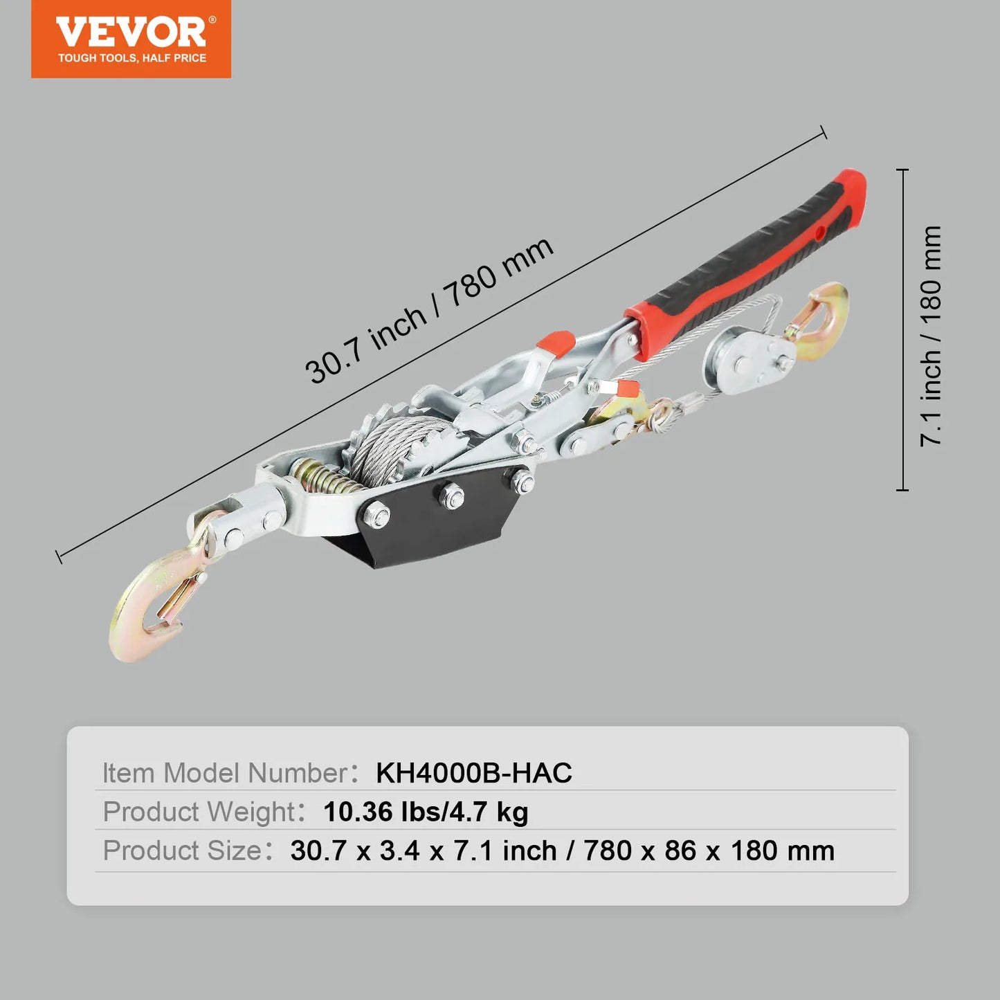 Come Along Winch 2/4/5 Ton Pulling Capacity Heavy Duty Ratchet Automotive Hoist or Vehicle Rescue Cable