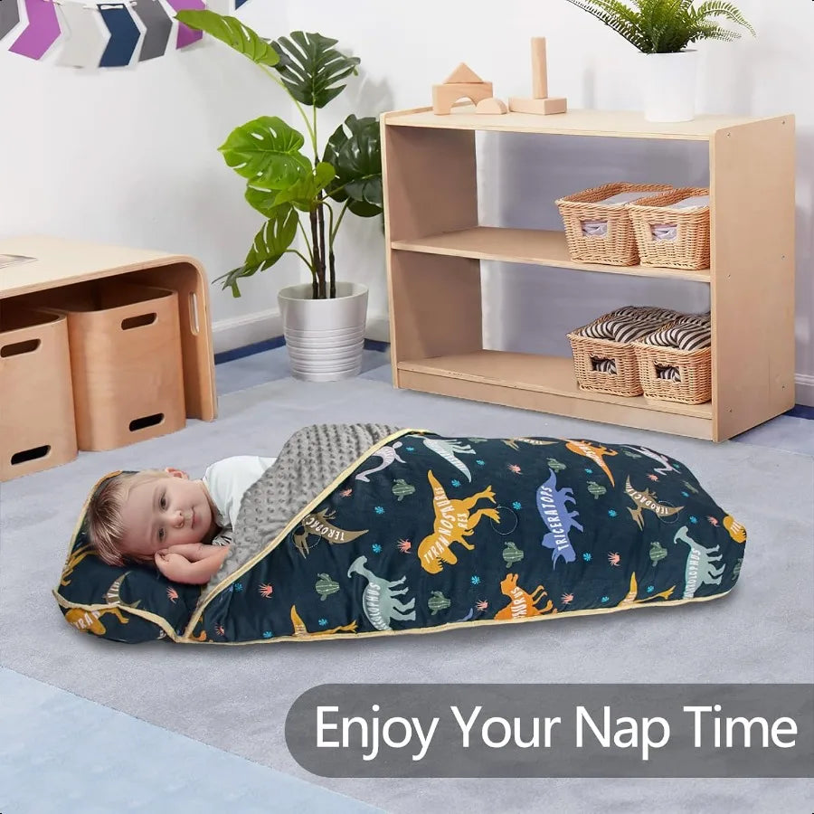 Toddler sleeping Bag with Pillow and Blanket Extra Large 55''x35'' Washable Light Easy to Roll up