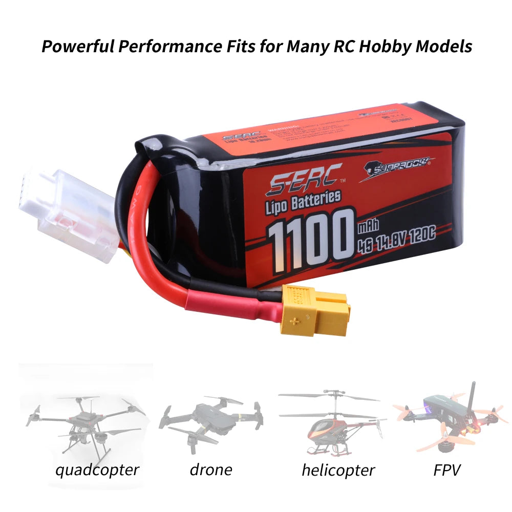 14.8V Lipo Battery 1100mAh 1300mAh 1500mAh 120C with XT60 Plug for RC
