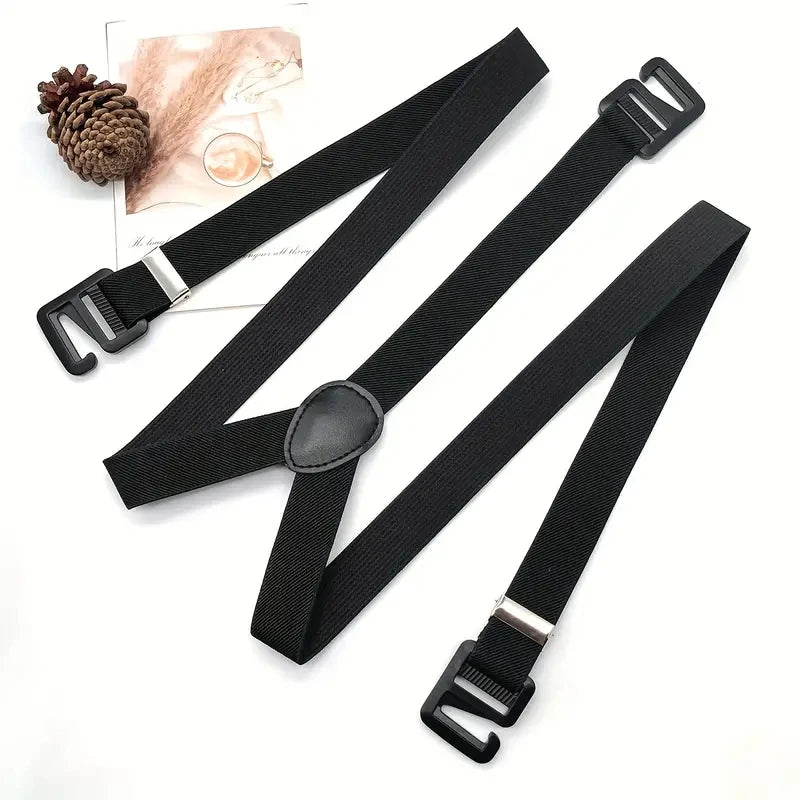 Heavy Duty Work Suspenders for Wide X-Back with 3 Plastic Gripper Clasps Adjustable Elastic