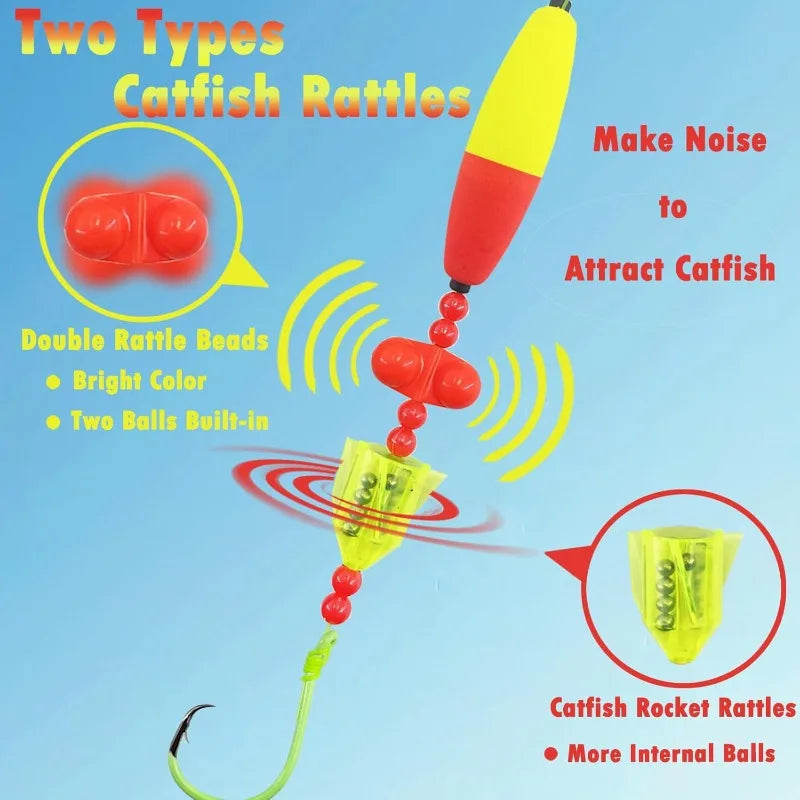 Catfish Float Rigs - With Rattler, 5pcs Rig Equipment, 6/0 8/0 10/0 Circle Hooks