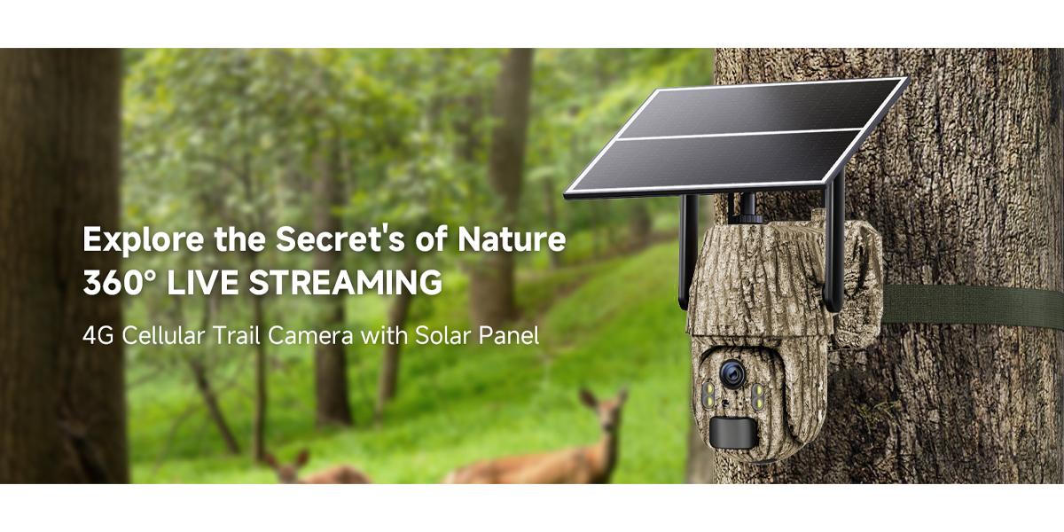 2 Pack 4G Cellular Trail Cameras, Supports Cellular Data Plan, 360°Full View Live Video, 2K HD Game Camera with Solar Power,