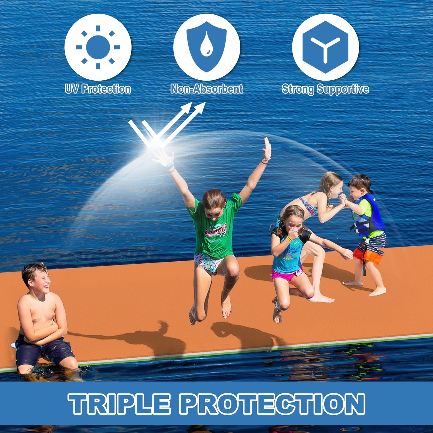 12 FT 3-Layer XPE Lily Pad Floating Mat, Double-Sided Use Floating Water Mat