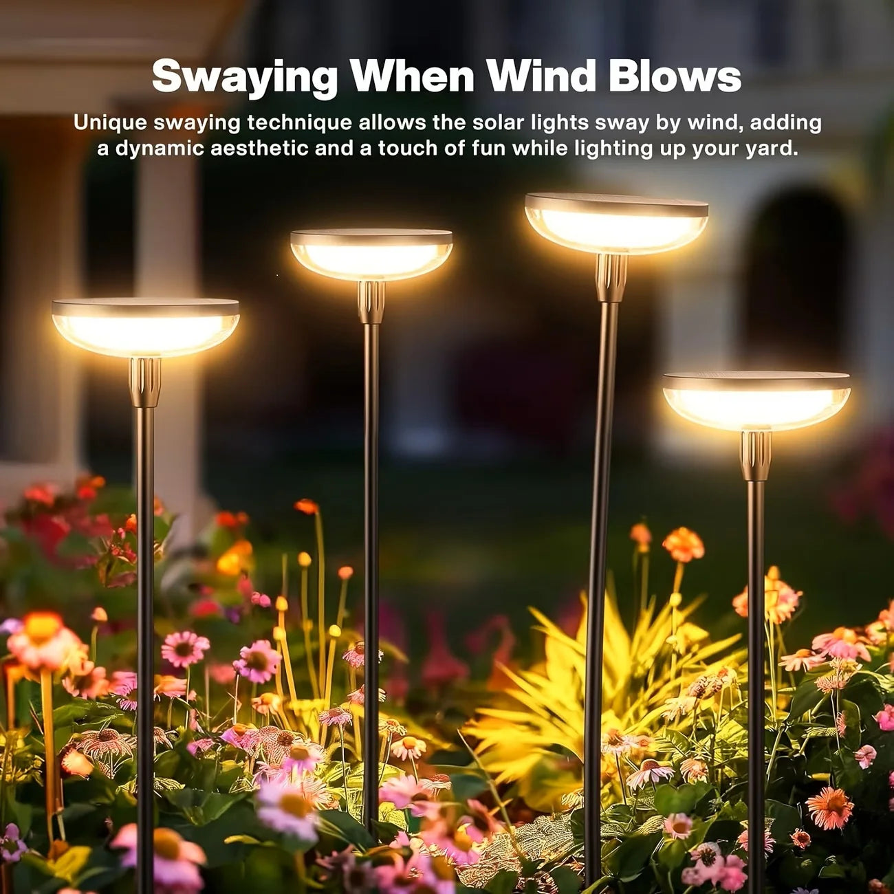 Solar Powered Pathway Lights, Outdoor Garden Swaying Light. Waterproof for Planter Flowers Landscape Lighting Decoration