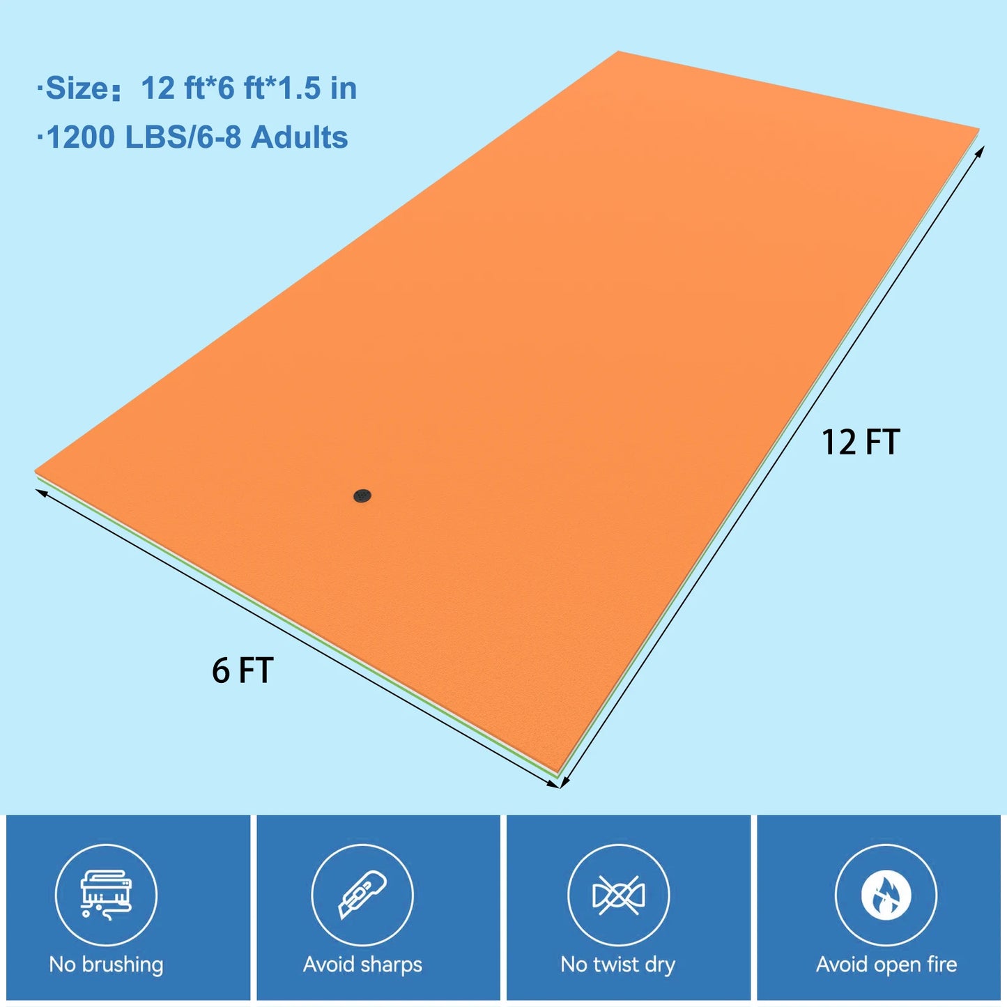 12 FT 3-Layer XPE Lily Pad Floating Mat, Double-Sided Use Floating Water Mat