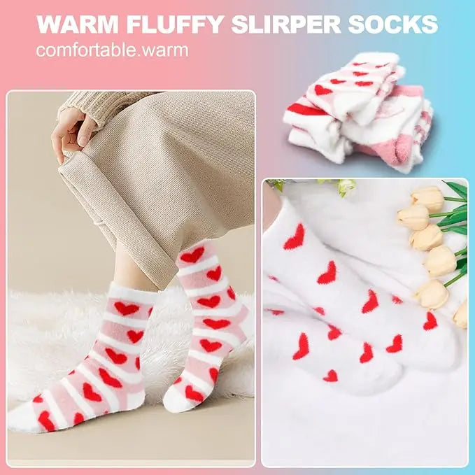 5 Pairs Fuzzy Socks for Women Cozy Fluffy Warm Socks