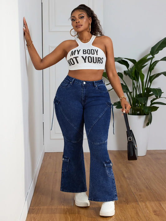 High Waisted Flare Jeans for Women, Wide Leg Denim Pants, Loose Fit Bell Bottom